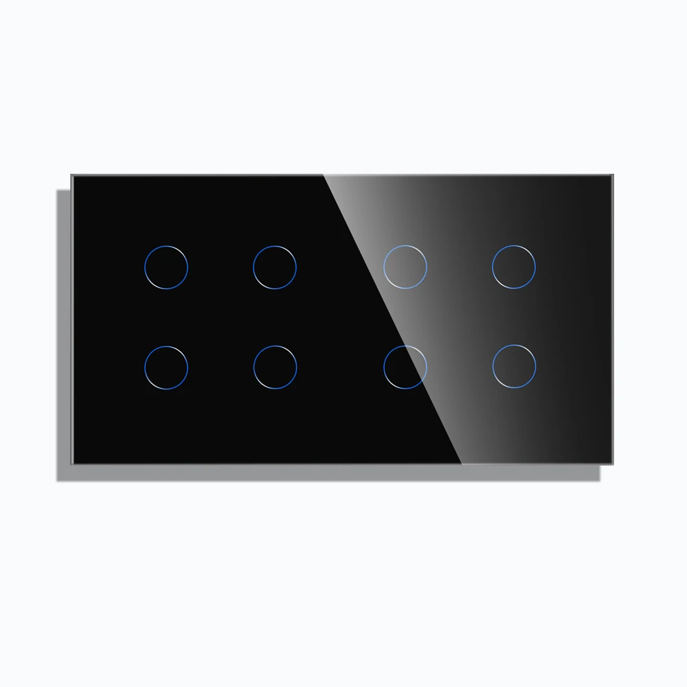 Bingoelec Wholesale 8 Gang Glass Panel 4+4 Wifi Control Tuya Touch Wall Light Remote Smart Switch Wifi Alexa