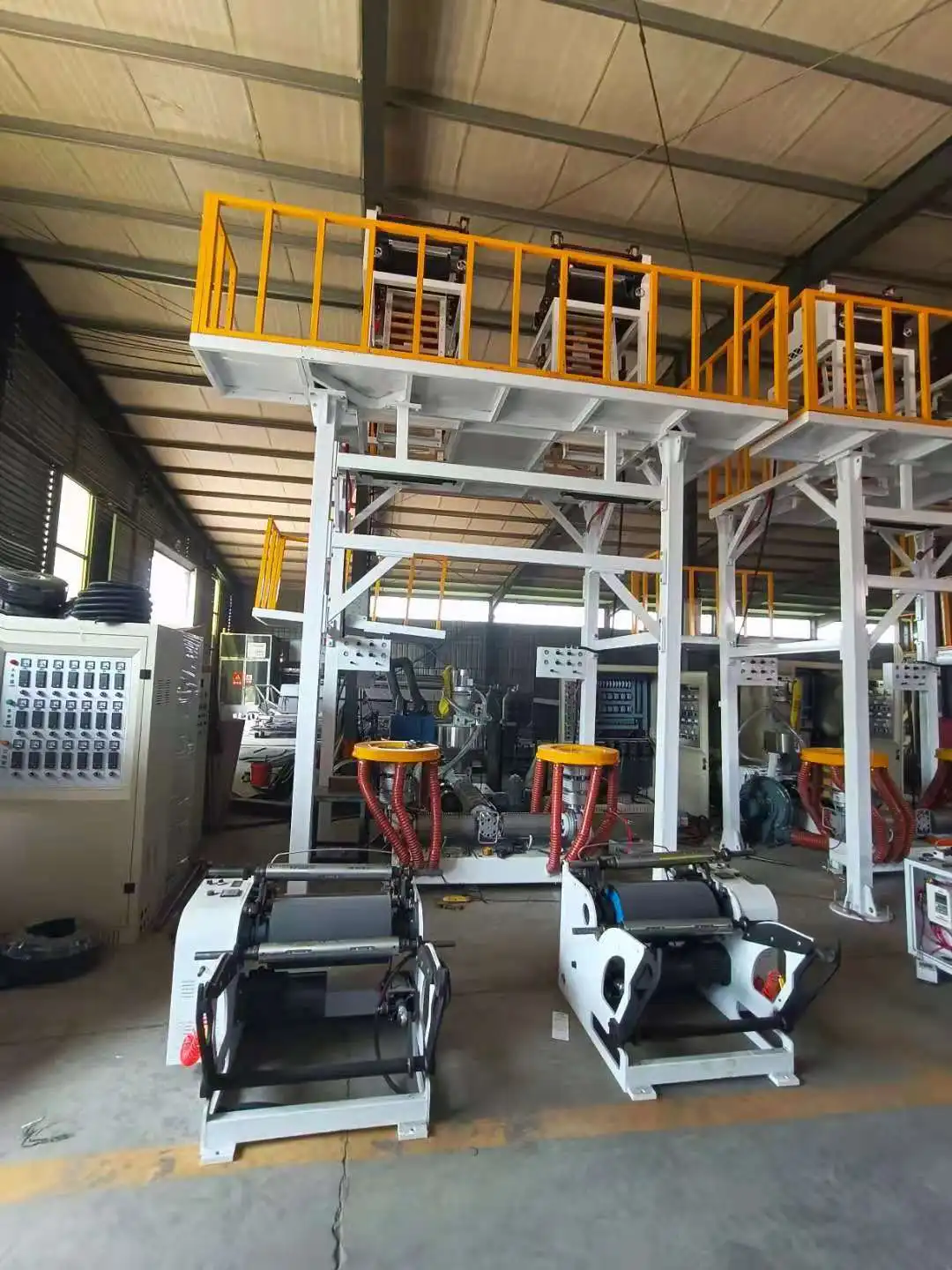 Double-head plastic film blowing machine twin head blown film machine