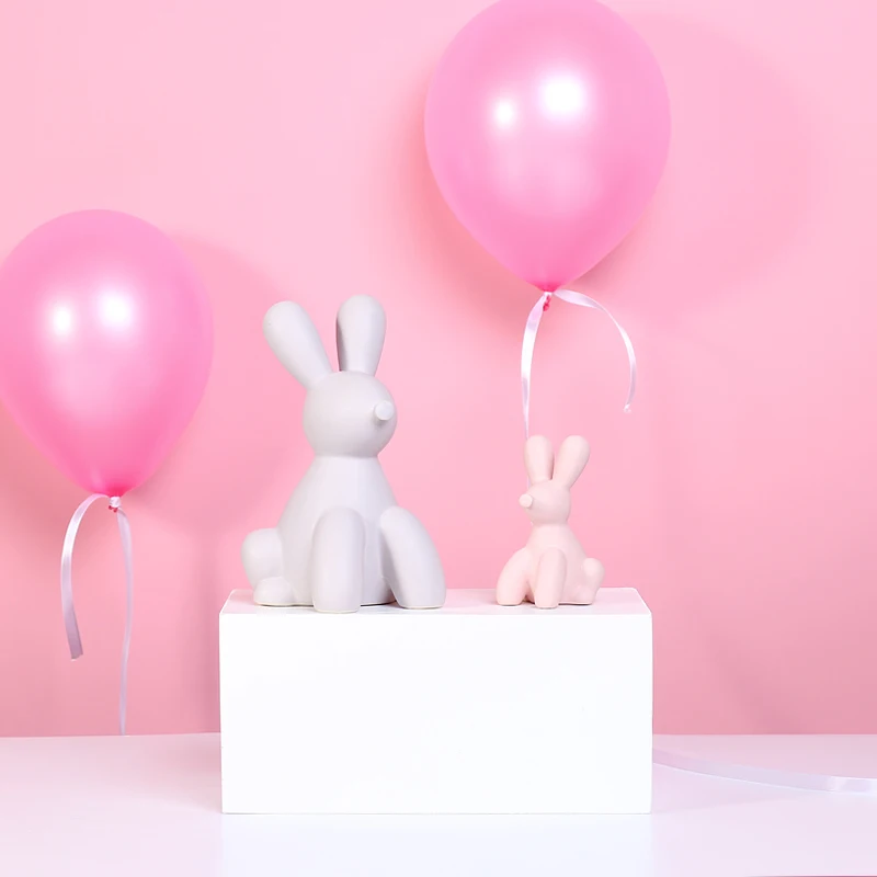 Factory nordic style decoration creative craft gift table decoration colorful art abstract ceramic balloon rabbit figurine