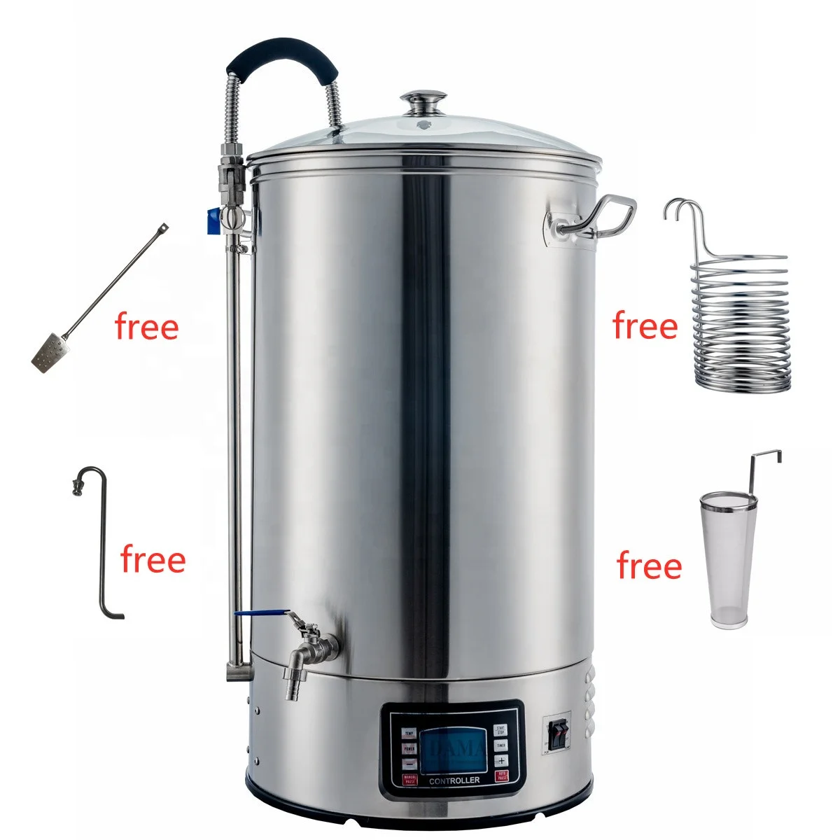 60L Stainless Steel All In One Home Beer Brewing System Equipment Electric Mash Tun Micro Brewery Craft Beer Machine