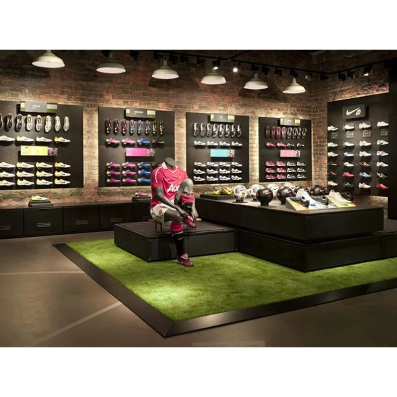 High Quality Customization Clothes Shop Design Gold Sports Shop Interior Exhibition Booth For Sport Clothes