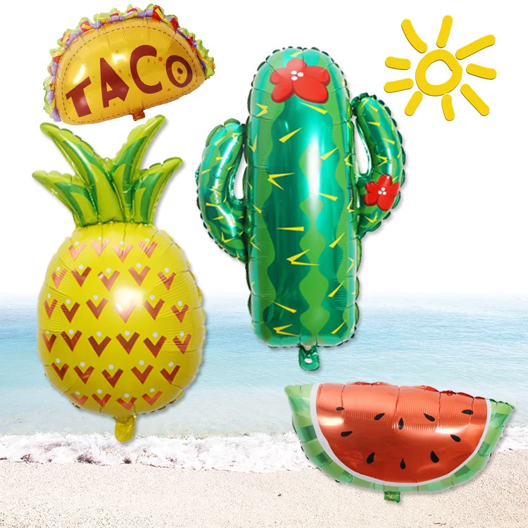 Hot sale cactus party balloon watermelon pineapple fruit helium aluminum foil cartoon balloon children birthday party decoration