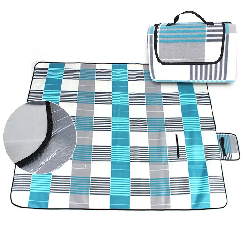 Customized Pattern Soft Suede Waterproof Beach Mat Outdoor Picnic Blanket with LOGO