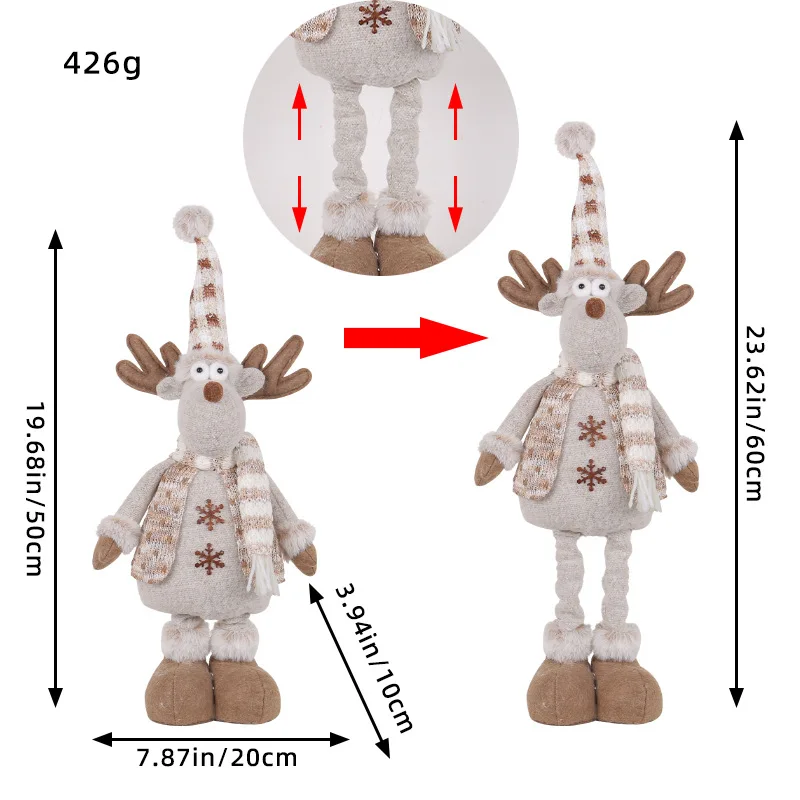 Manufacturers wholesale Christmas snowman telescopic figure new knitted elk doll festival window scene decoration