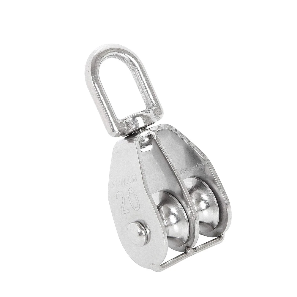 Rigging Double Block Stainless Steel 304 Wire Rope Chain Traction Wheel Double Pulley Block