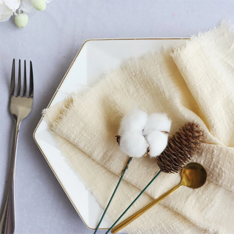 Custom White Green Navy Blue Linen Cloth Wedding Napkins Linen Cotton Gauze Table Napkins Cloth For Wedding Linen