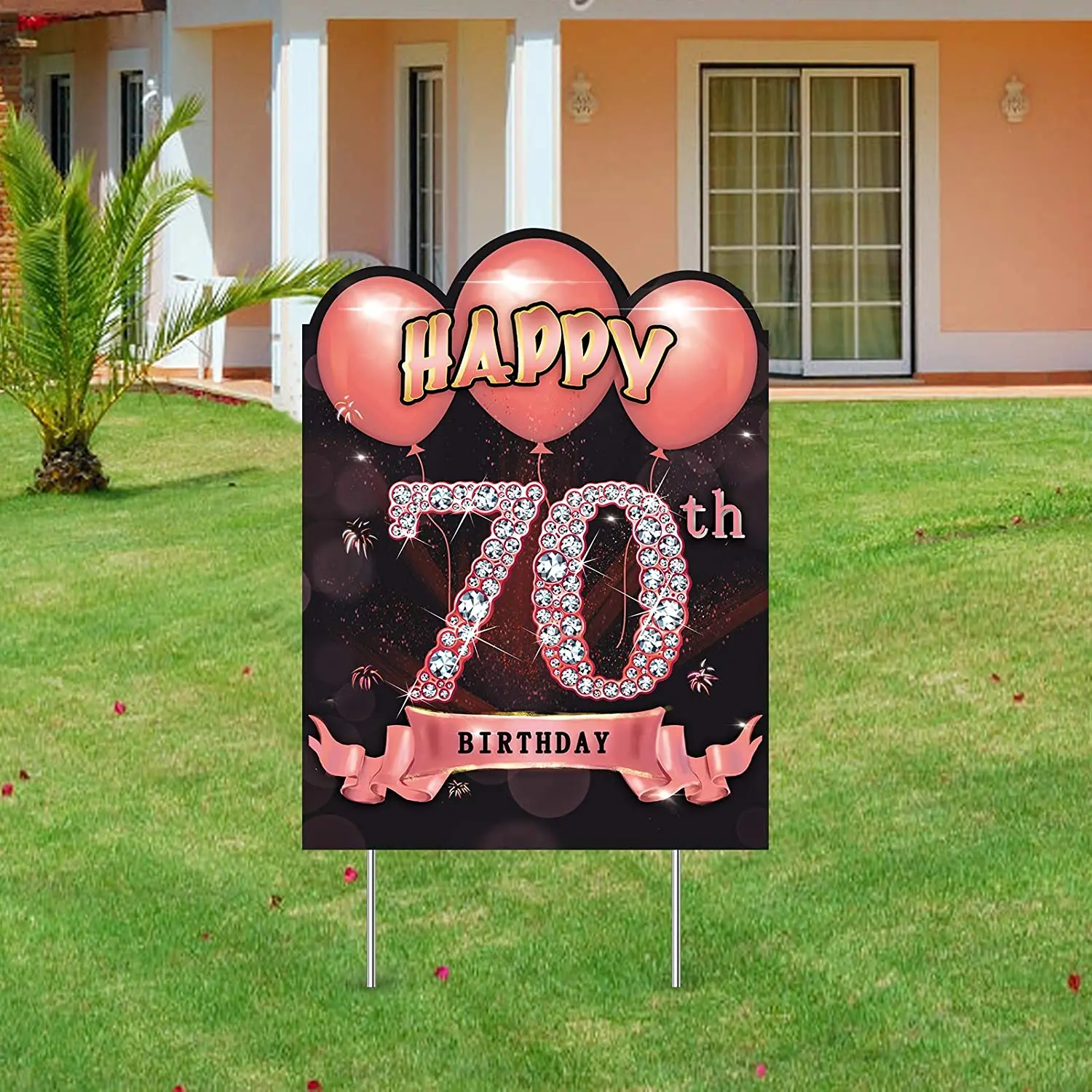 Индивидуальная наружная Водонепроницаемая гофрированная вывеска для газона цифровая печать с письмами на день рождения колом