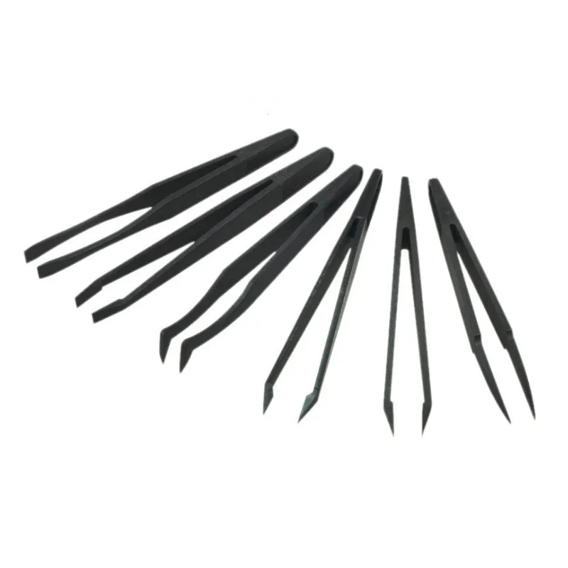 Black ESD Anti-static Carbon fiber Tweezers Electronic Plastic Tweezers Forceps PCB Repair Hand Tools