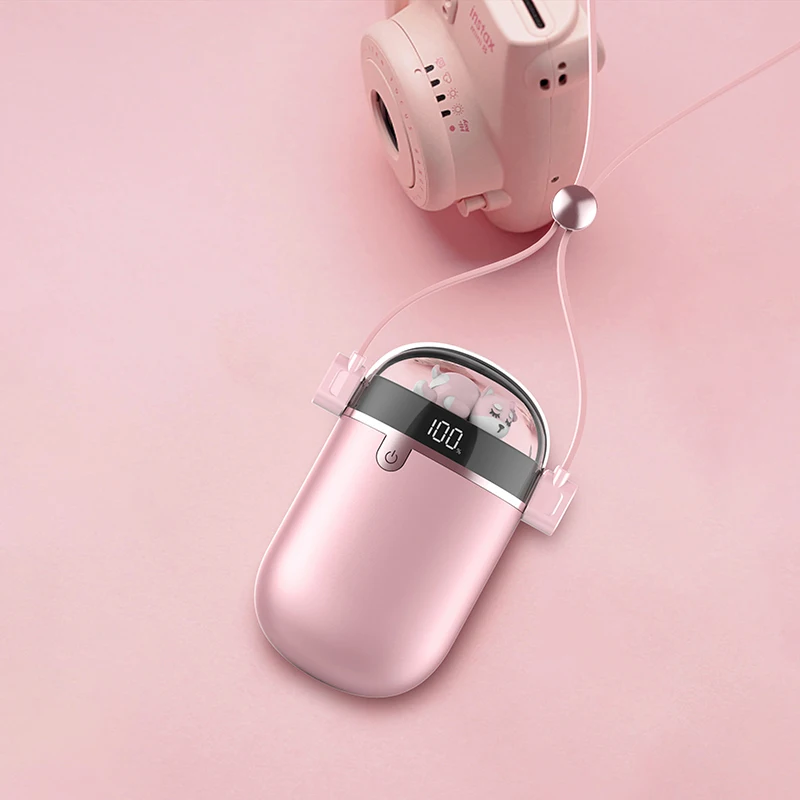 Pink Portable Rechargeable Hanging Neck Heater 5000mah Mobile Power Bank Usb Hand Warmer MSDS UN certifications available