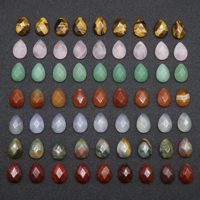 Natural Gemstone13X18mm drop Cabochon loose bead  faceted no hole beads patch for ring material