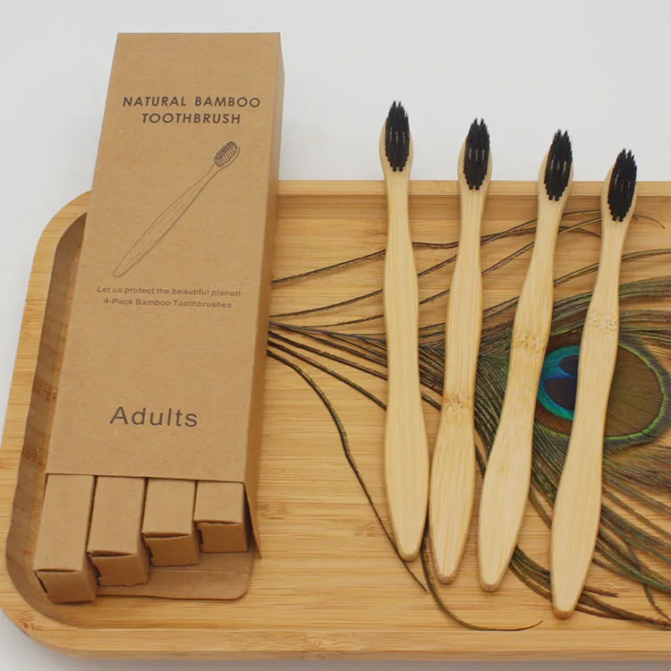 Wholesale 100 % Healthy Charcoal Bamboo Toothbrush Soft Natural Disposable Toothbrush  with BPA free bristle