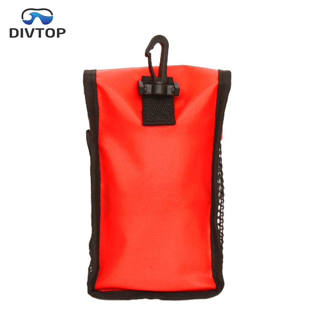 Diving Snorkeling SMB Surface Marker Buoy Float Holder Storage Drawstring Gear Mesh Bag Swivel Clip