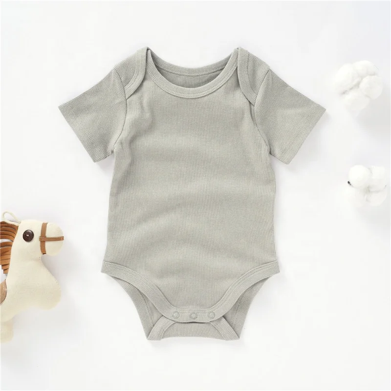 Organic Cotton Ribbed Envelope Short Sleeve Bodysuit Baby Girls Toddler Jumpsuit Newborn Costume Comfortable Onesie