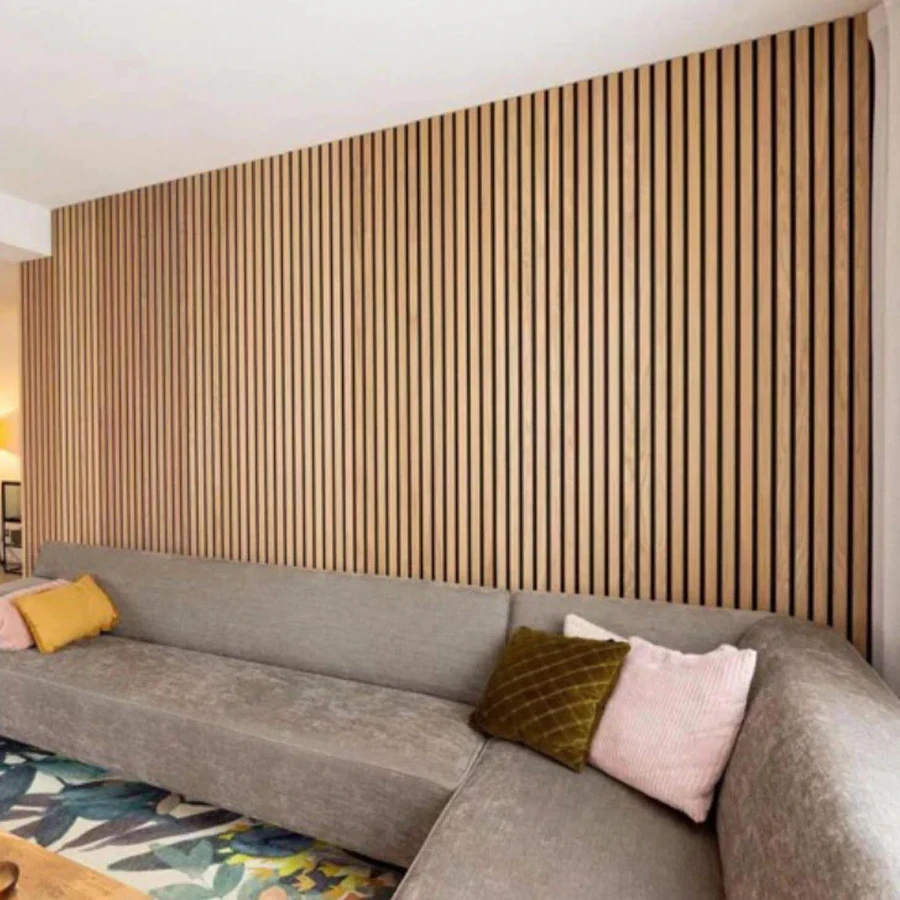 Black Wood Natural Oak Veneer Finish Akupanel Acoustic Panel Wooden Slat Wall Perforated Fiber Acoustic Panel