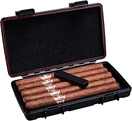 Cigar Humidor Black Cigar Box Holds 5 Cigars