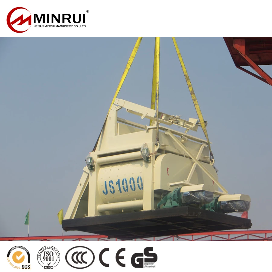 Minrui JS1000 Ladder Climb Concrete Bucket Mixer Trade For Blocks