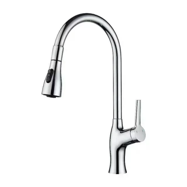 zinc alloy pull-out kitchen faucet with swivel spout manual power sink tap black or silver-for households