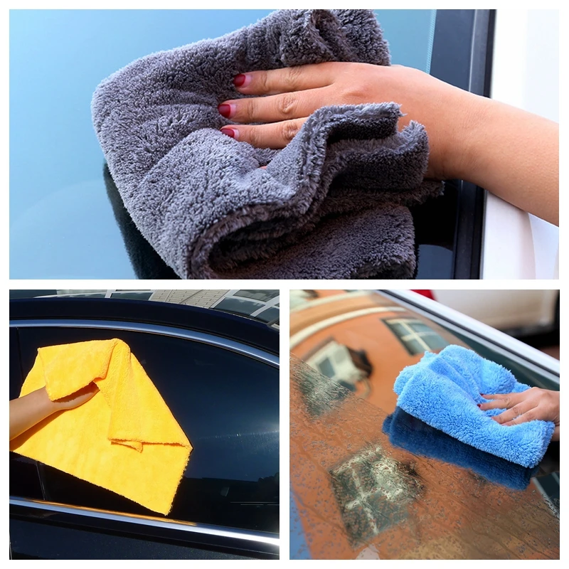 Factory wholesale 600gsm Car detailing40*40cm super soft plush car cleaning microfiber Coral Fleece edgeless microfiber towel