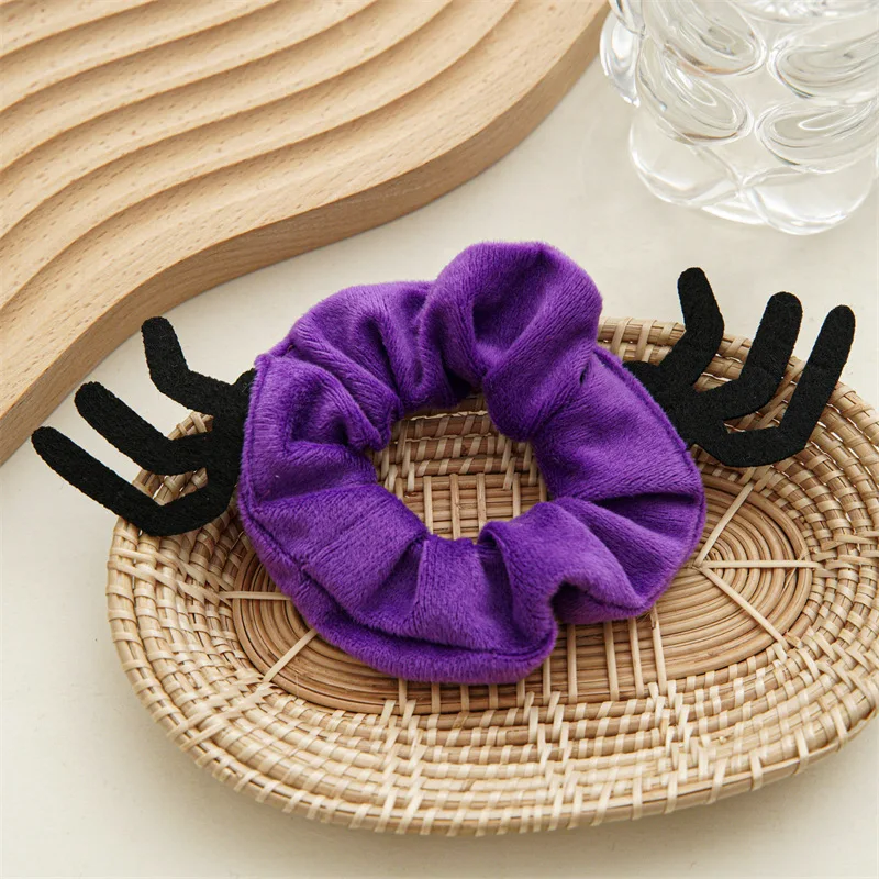 Halloween Scrunchies Orange Hair Bands  Hair Accessories Pumpkin Scrunchies Bat Demon Spider Web Hair Ties for Women