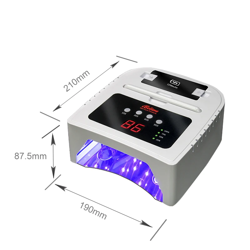 66W portable ibelieve gel uv led cordless nail lamp with removable battery