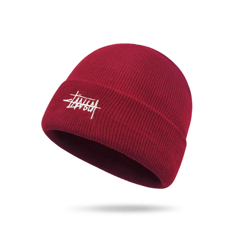 Custom Puff Logo Winter Skull Cap 100% Acrylic Designer Beanie Hats High Hip Hop Warm Knitted Appropriate Digital