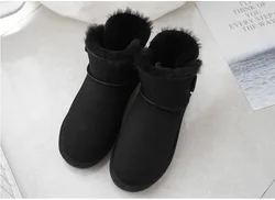 Fashionable Girl Leather Fur Women Ladies Waterproof Australian Sheepskin Snow Boots Real Leather Shoes