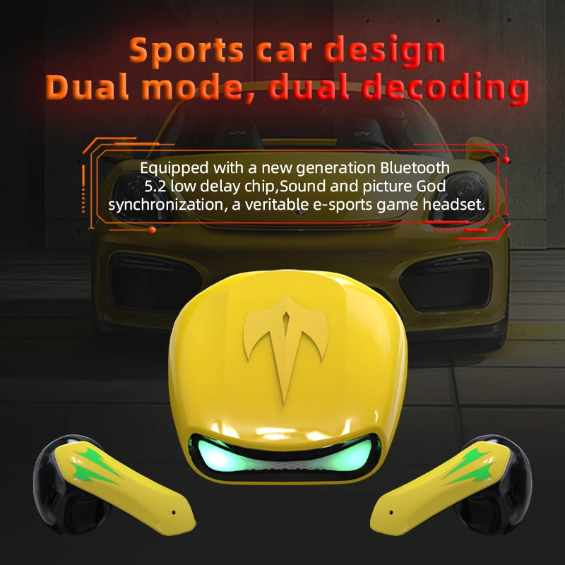 Type-c headset X16S waterproof led digital display bass headset low delay wireless game headset black white yellow headphones