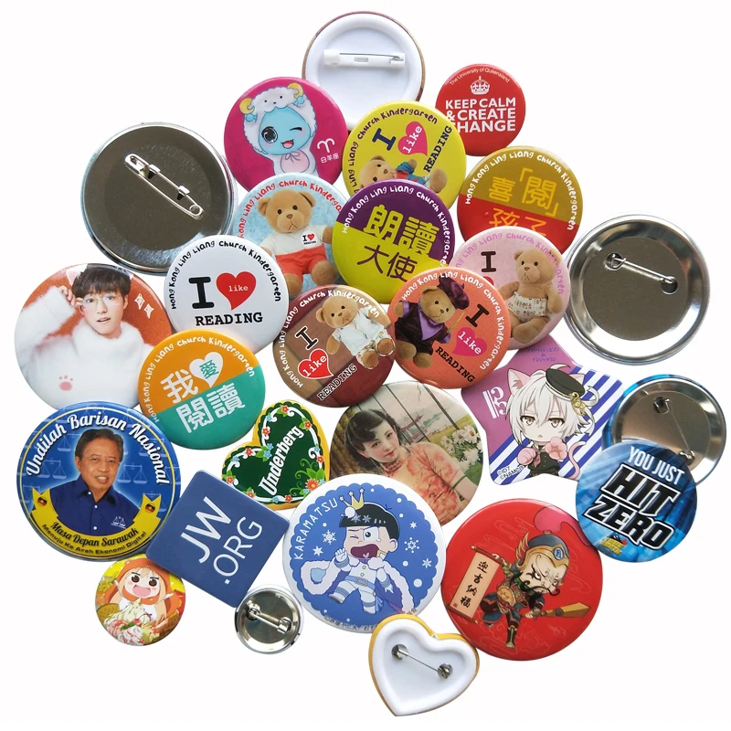 Supply Custom 2.25 Button Pin Parts Round Tin Tinplate Chapita Sublimation Blank 25Mm 32Mm 44Mm 58Mm Button Badge Buttons