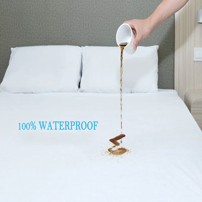 Hypoallergenic Full Twin Printed Terry Cotton Bamboo Waterproof Mattress Protector Cover Home Use Bed Mattress Cover Printed