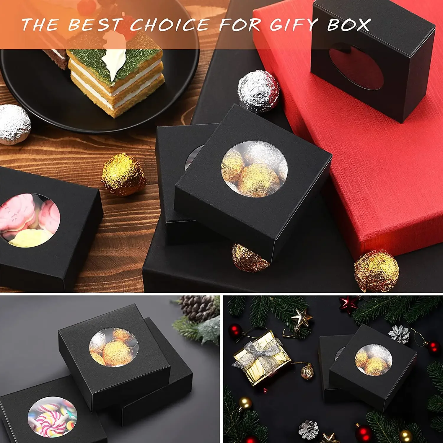 Wholesale Recyclable Cheap Folding Packaging Box Kraft Paper Cake Box With Window