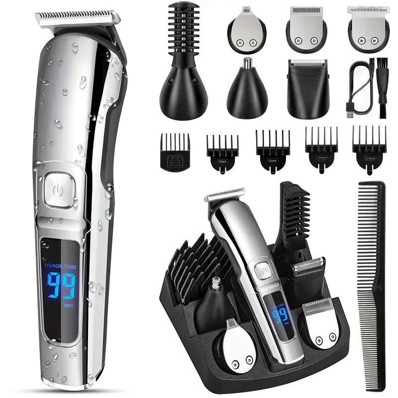 Waterproof Electric Hair Trimmer Oil Head Hair Cutting Cordless Machine Hair Cut set