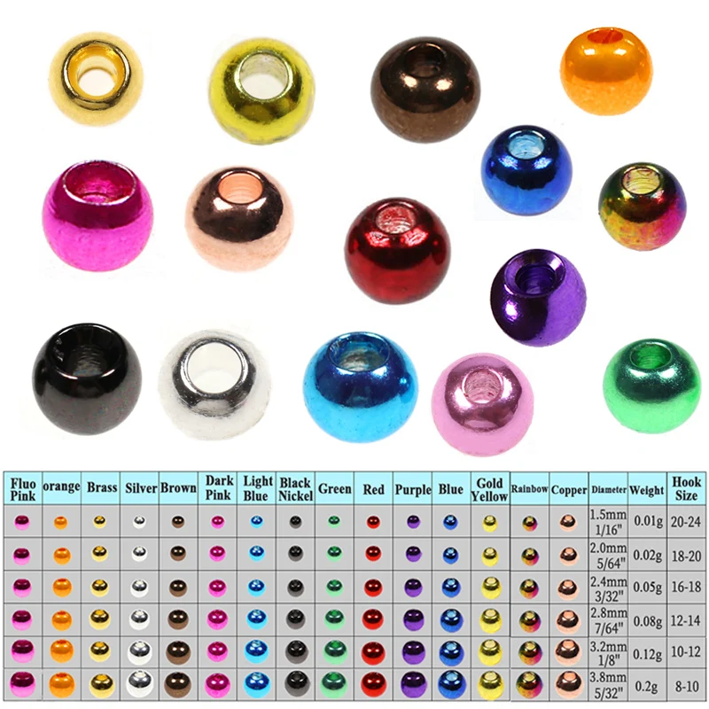 500PCS Customized Electroplated Brass Bead For Fly Tying Material Nymph Dry/Wet Nymph Headbeads Fishing Accessories1.5mm-3.8mm
