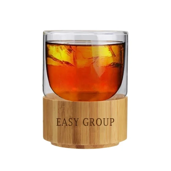 
EG511A 200ML/7OZ wholesale custom logo glass water bottle with bamboo bottom 