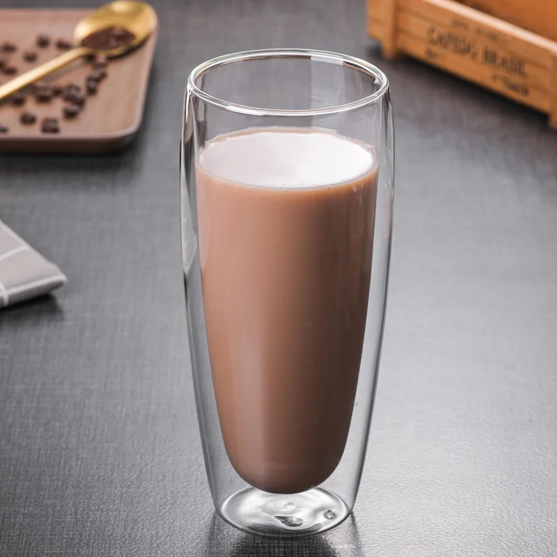 Whosale cheap clear borosilicate Double Glass Cup Coffee Tea Mugs