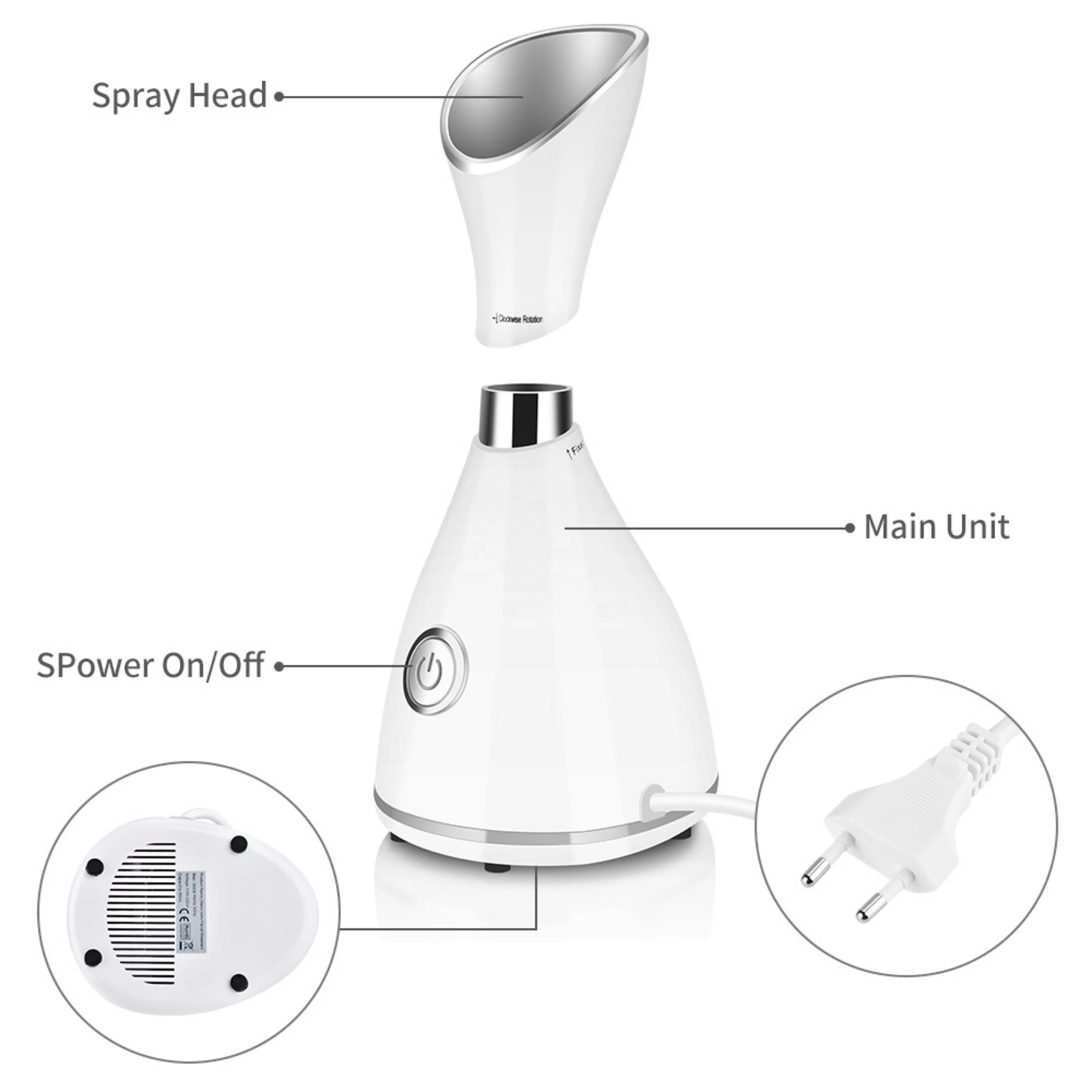 CE Certificate Private Label Skincare Portable Hot Mist Nano Facial Steamer With US EU UK AU Plug