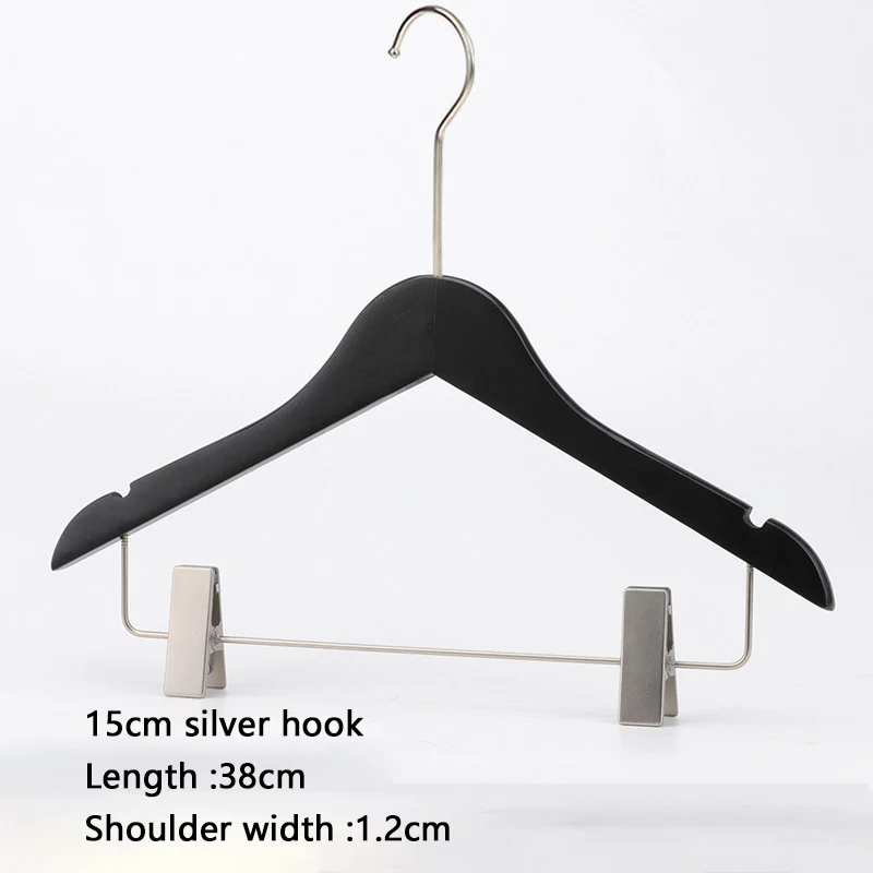 Custom Logo Skirt Trouser Pants Solid Wood Clothes Hanger Gold and Black Wooden Hangers with Clip