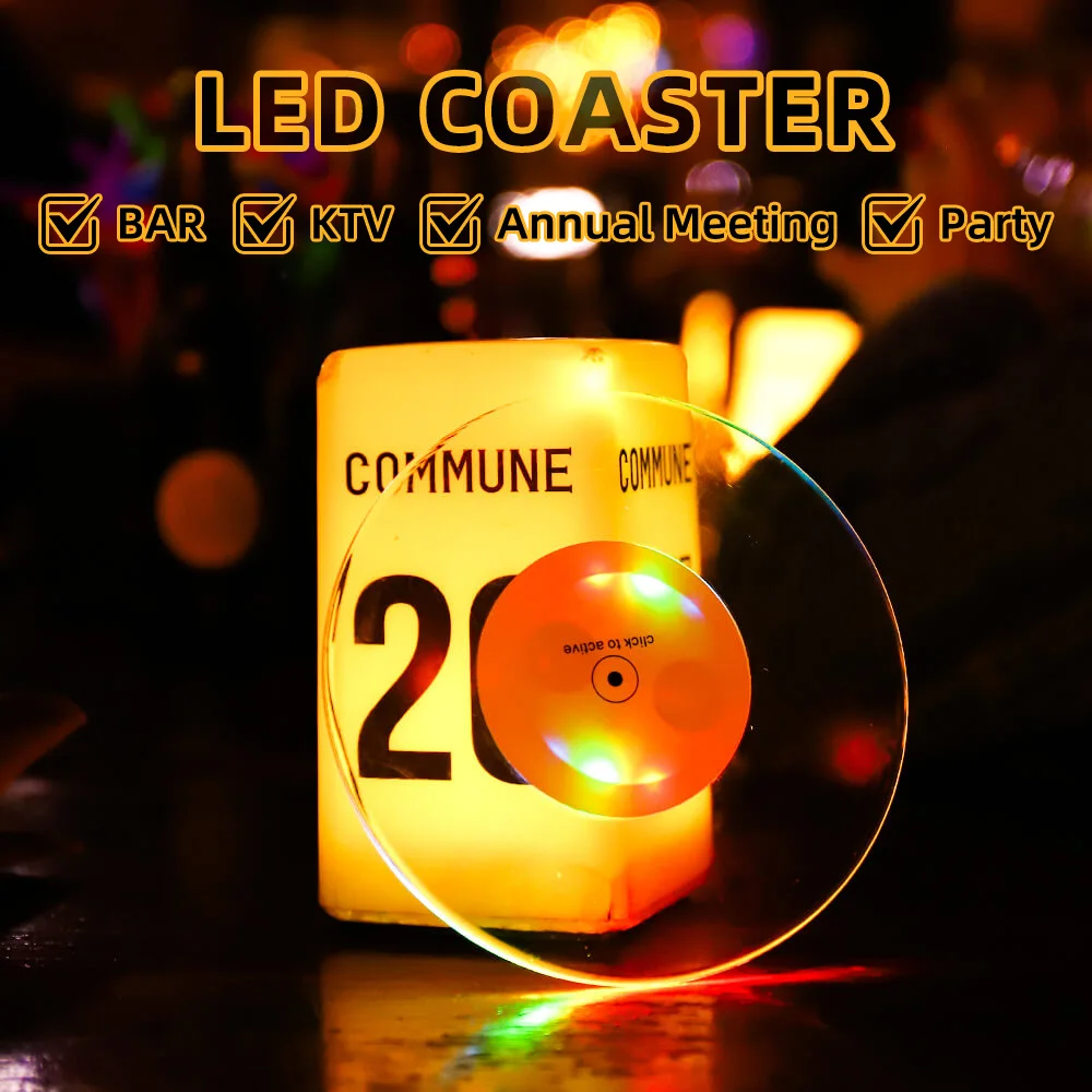 LED Coasters Movie Room Accessories Birthday Wedding Decoration Accessories Speakeasy Decor LED Accessories Bar Bottles Lights