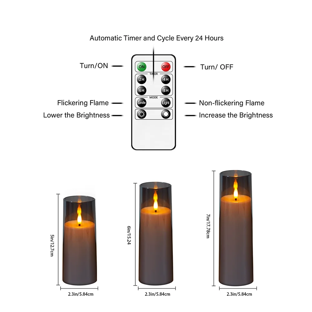 kakoya Grey candles set remote control classic style replaced wick high end pray Halloween Christmas Led candle light