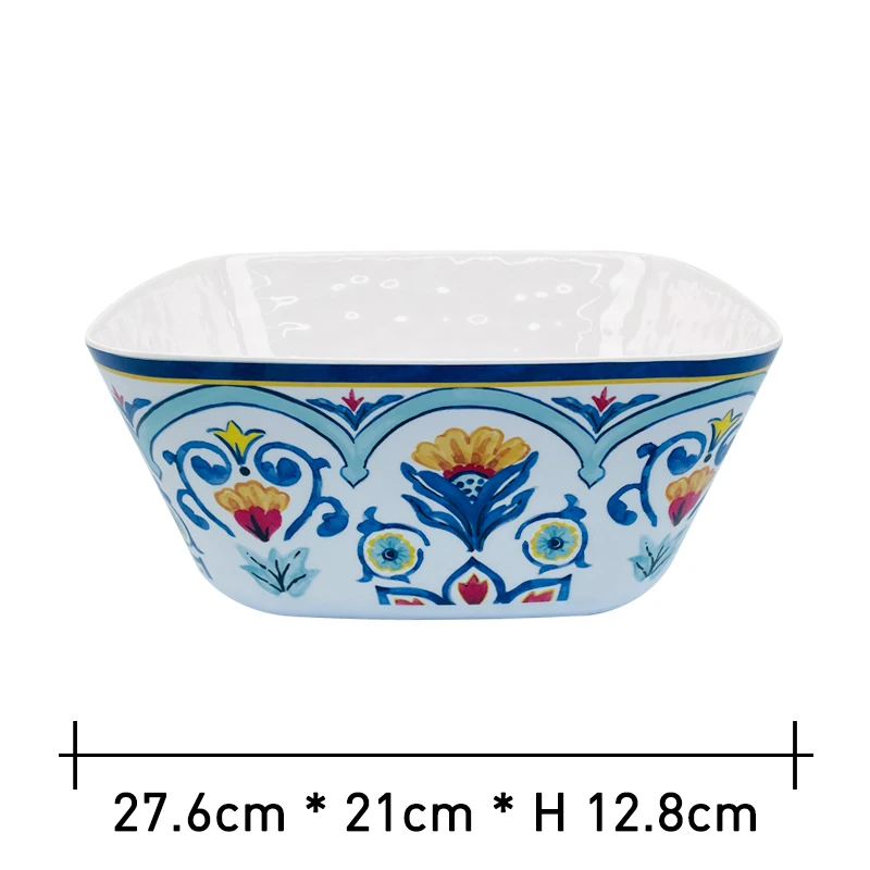 Wholesale Unbreakable square Melamine Salad Mixing Bowl for Restaurant Custom Melamine Tableware