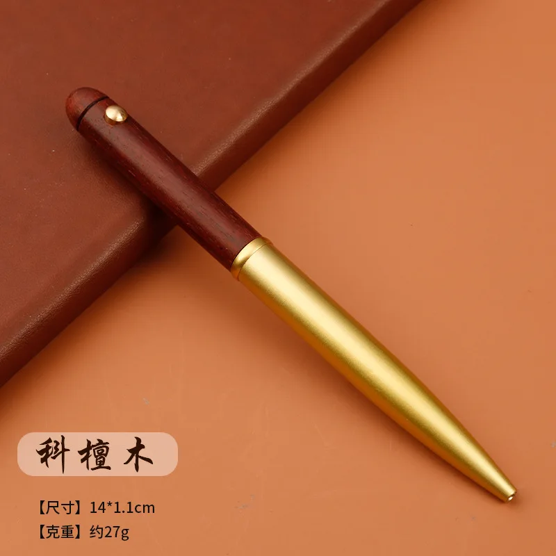 Sandalwood mahogany signature pen engraved logo retro business gifts ballpoint pen metal  Rotate out the core brass gift pen