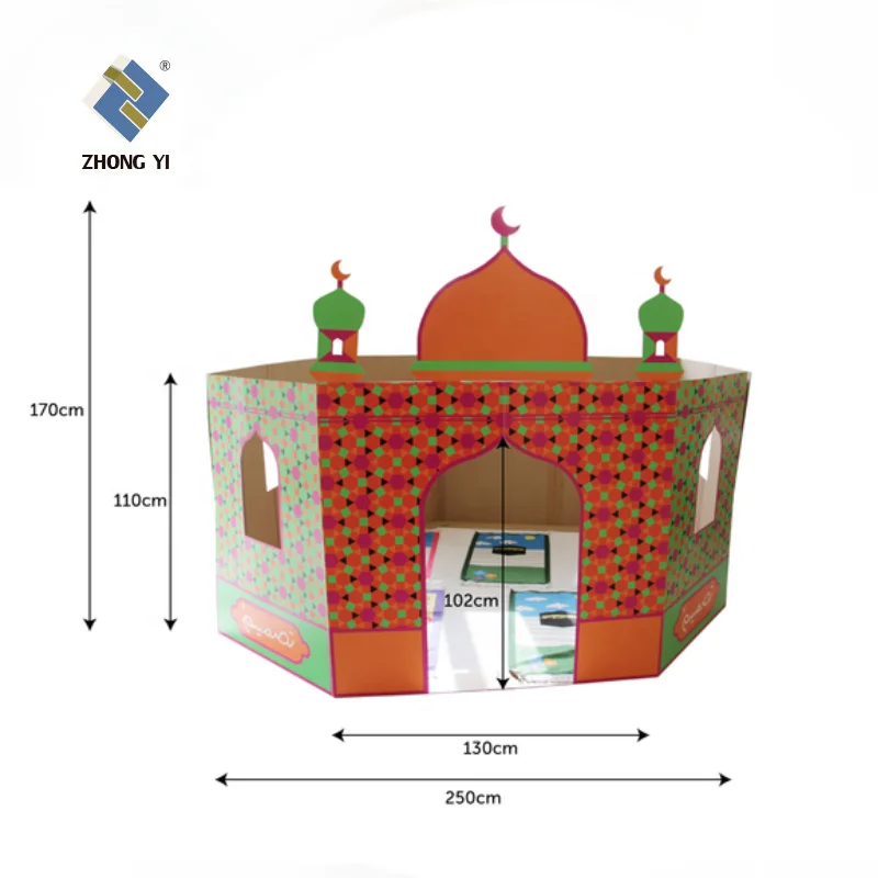 Hot Sale DIY Cardboard House Drawing and Coloring Masjid DIY Cardboard Mosque