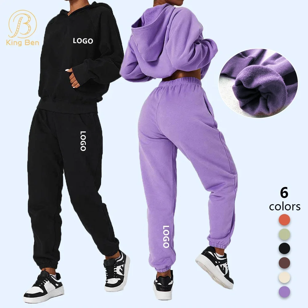 Fall Winter Sportswear with Fleece Womens Hoodies Jogger Set Women Training Wear sweatsuit set tracksuit
