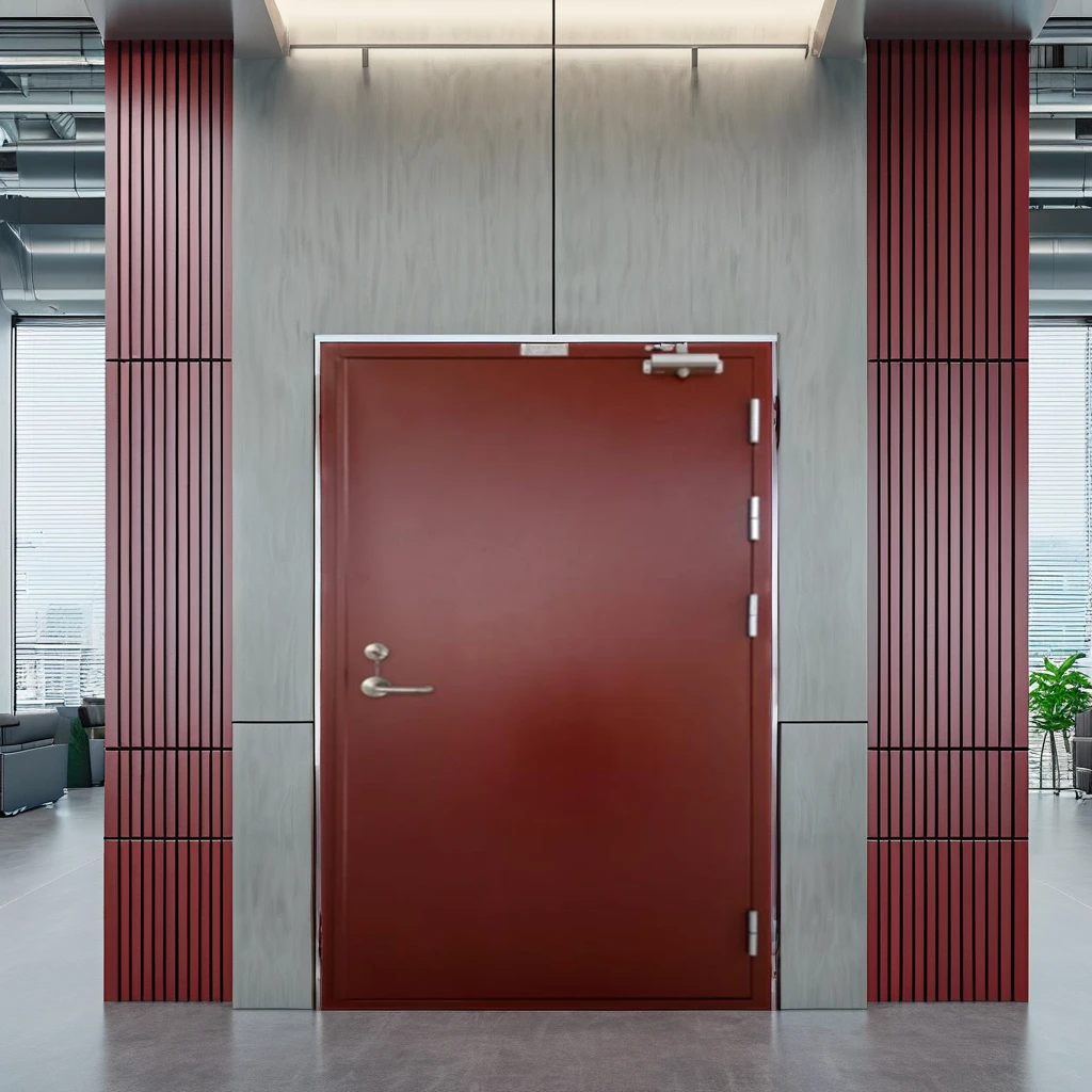 UL/WH/FM Approved Custom fire wood door with Steel Frame Polymer and Painted Finish Hotel Fire Door with