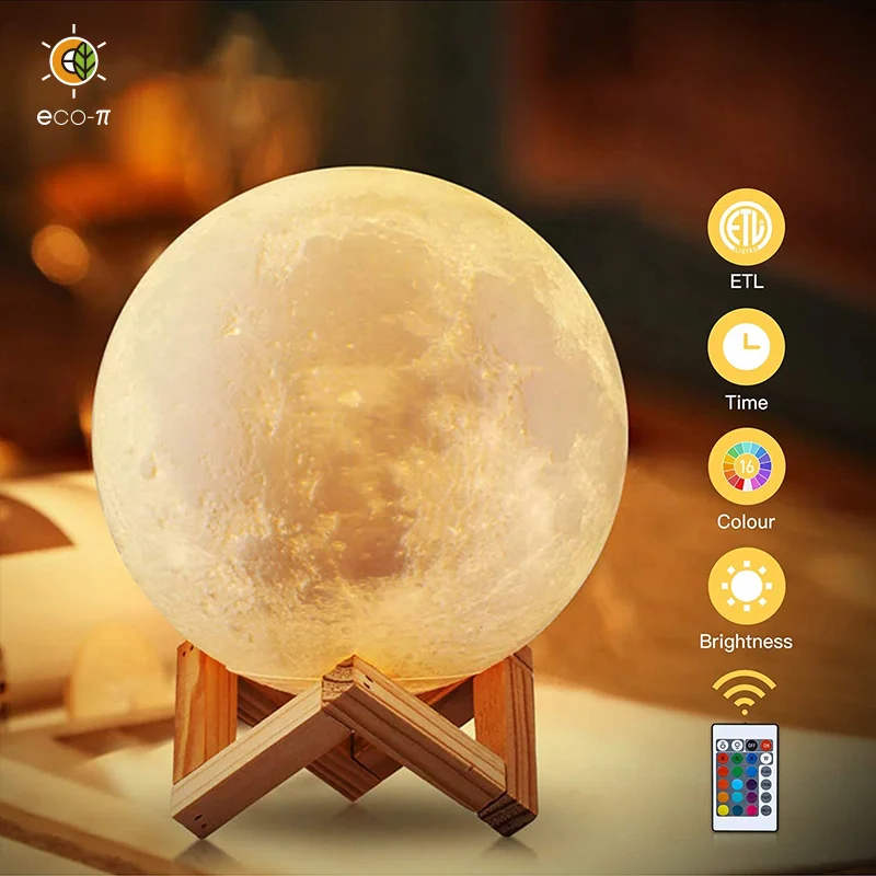 20cm Warm white Rechargeable Luna Night Light Touch Control room Decor Moon lamp