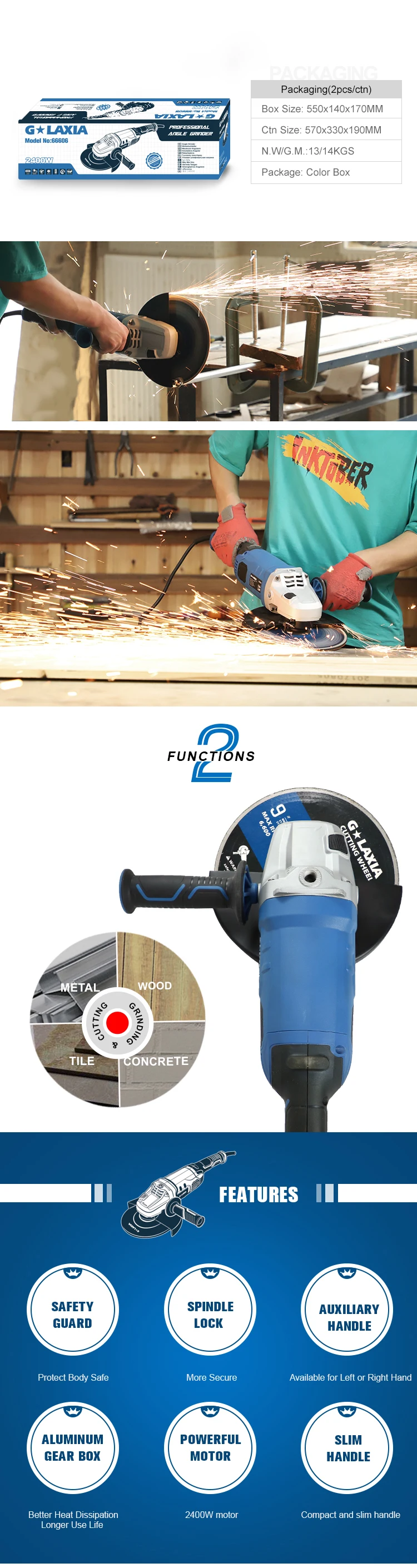 PRO 66606/66607 Corded 9 In. Angle Grinder