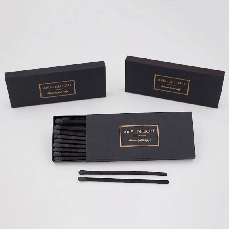 Custom Empty Match Box Packaging High-end Black Long Match Sticker Box for Candle