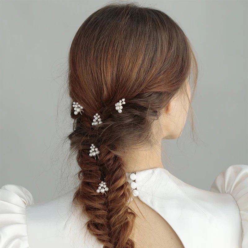 5pcs Simple Hair Decoration Wedding Pearl Headpiece Hair Pin Set Korean Female Manufacturers Wholesale Bride Headwear