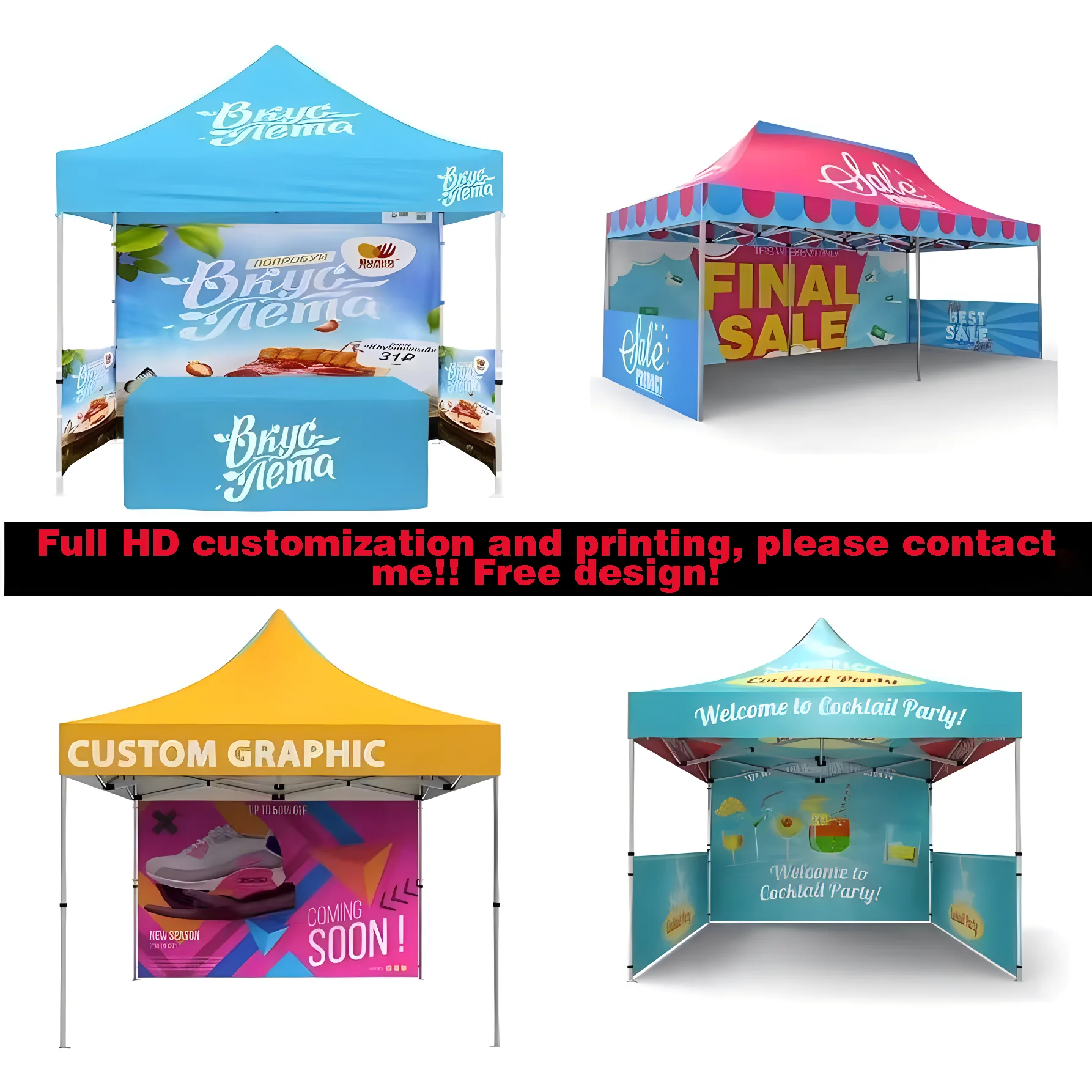 Wholesale Canvas Shelter Gazebo Canopy Waterproof Retractable 10x10 Tent With Table Cover
