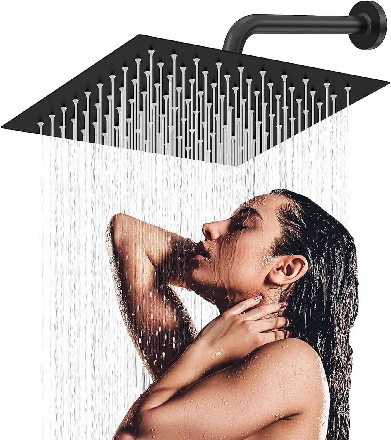 High Quality Matte Black Bathroom Bath Shower Mixer Faucet System Set Rainfall Shower Head Kit Good Quality Sanitary Ware Suite