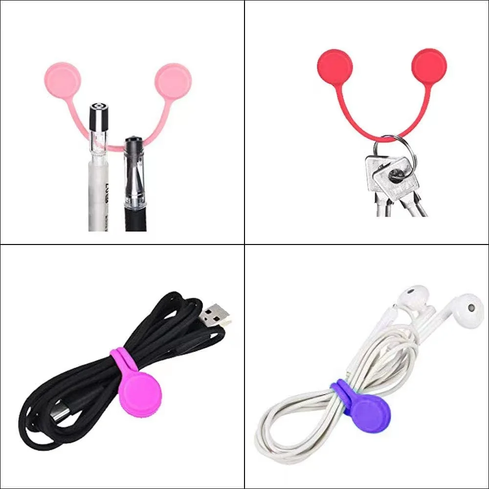 Silicone Magnetic Earphone Cord Winder Wire Cable Organizer Holder for Kitchen Handy Headphones Winder & Cables Storage Clips